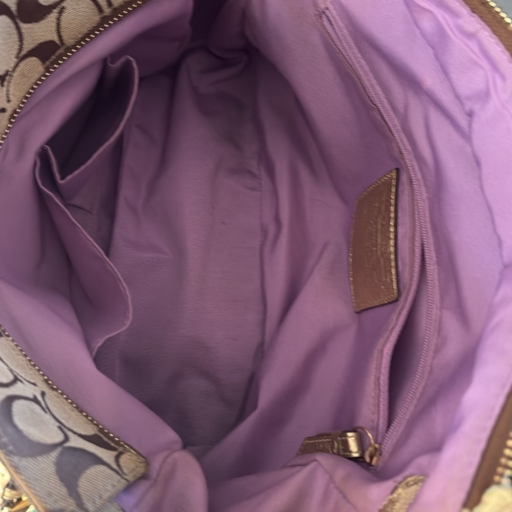 Coach Vintage Patchwork shoulder bag gold metallic leathers & monogram canvas - Picture 4 of 17